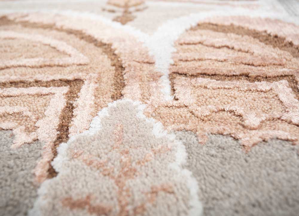 khidki ivory wool and bamboo silk hand knotted Rug - CloseUp khidki ivory wool and bamboo silk hand knotted Rug - CloseUp