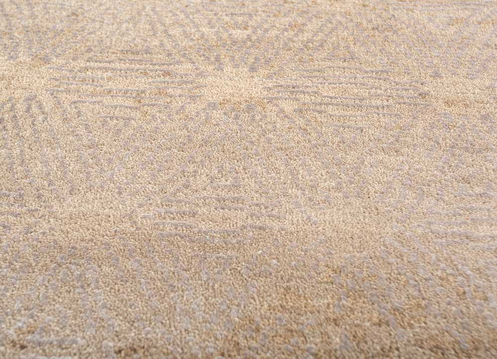 entropy beige and brown wool and bamboo silk hand knotted Rug - CloseUp
