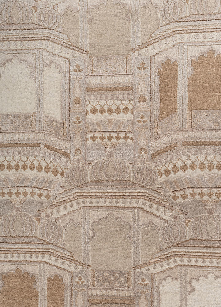 khidki ivory wool and bamboo silk hand knotted Rug - CloseUp khidki ivory wool and bamboo silk hand knotted Rug - CloseUp