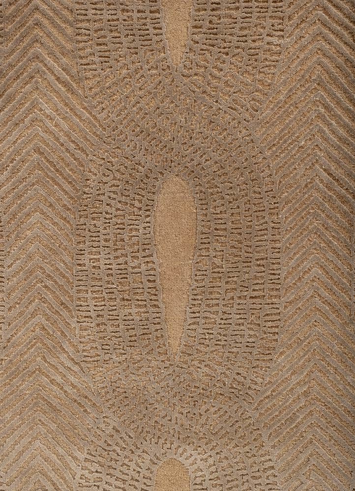 azalea beige and brown wool and bamboo silk hand knotted Rug - CloseUp azalea beige and brown wool and bamboo silk hand knotted Rug - CloseUp