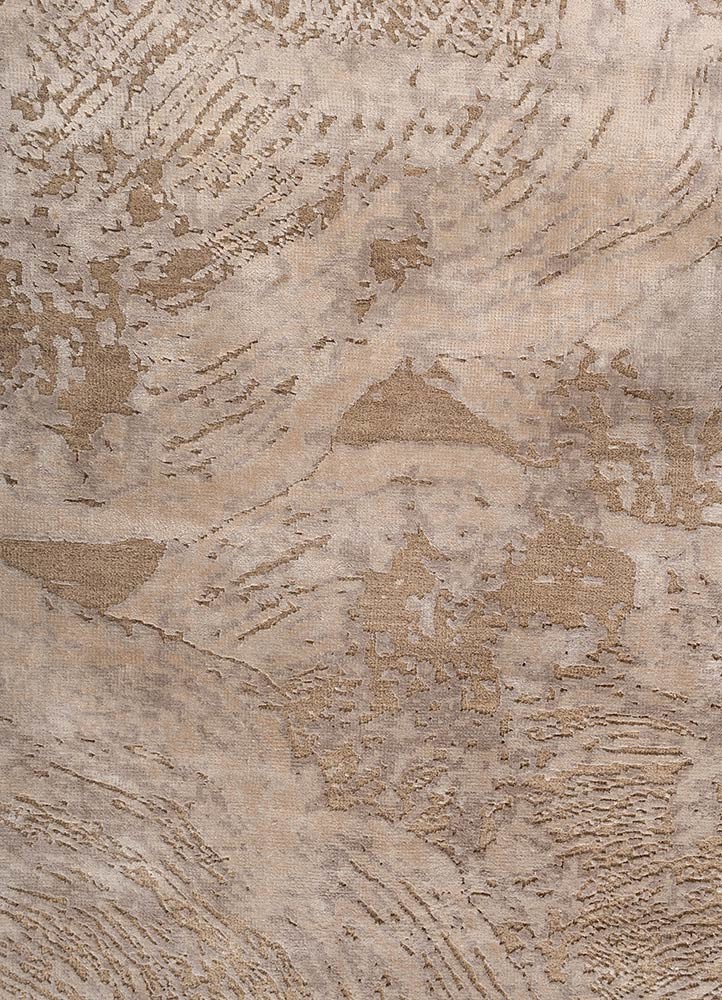 aprezo beige and brown wool and bamboo silk hand knotted Rug - CloseUp aprezo beige and brown wool and bamboo silk hand knotted Rug - CloseUp