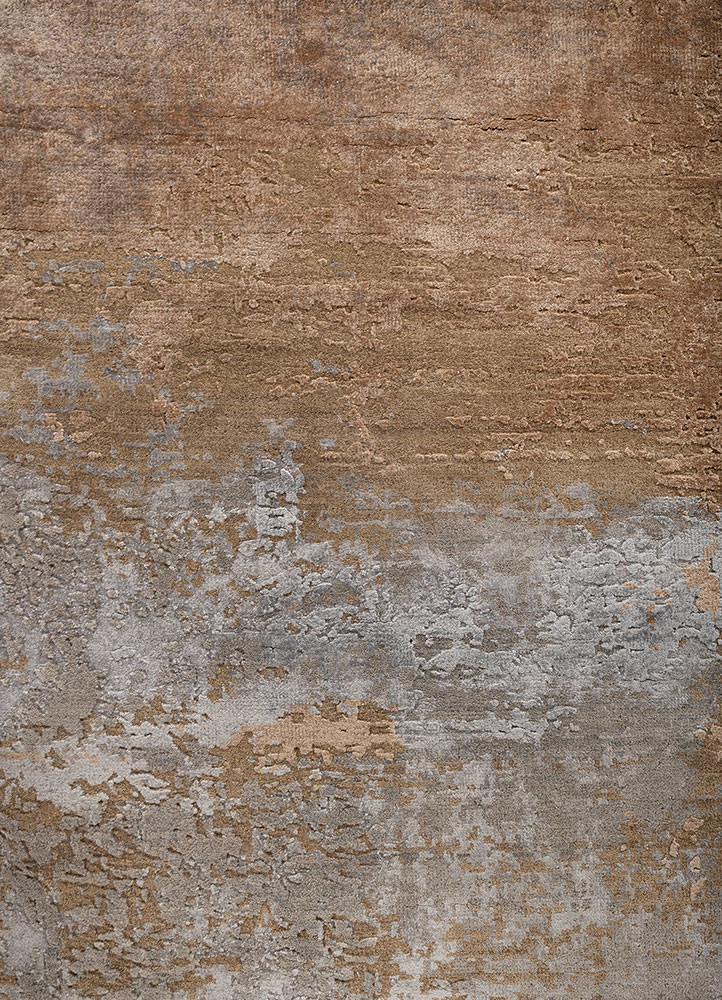 uvenuti grey and black wool and bamboo silk hand knotted Rug - CloseUp uvenuti grey and black wool and bamboo silk hand knotted Rug - CloseUp