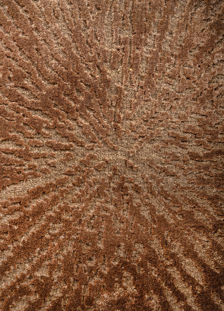 uvenuti beige and brown wool and bamboo silk hand knotted Rug - CloseUp