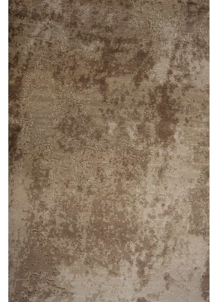 uvenuti beige and brown wool and bamboo silk hand knotted Rug - CloseUp