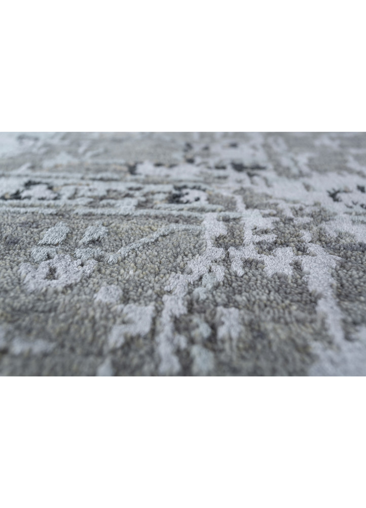 clan grey and black wool and bamboo silk hand knotted Rug - CloseUp clan grey and black wool and bamboo silk hand knotted Rug - CloseUp
