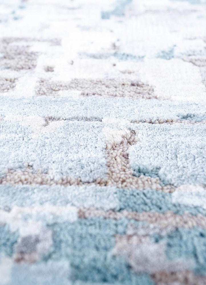 far east blue wool and bamboo silk hand knotted Rug - CloseUp far east blue wool and bamboo silk hand knotted Rug - CloseUp