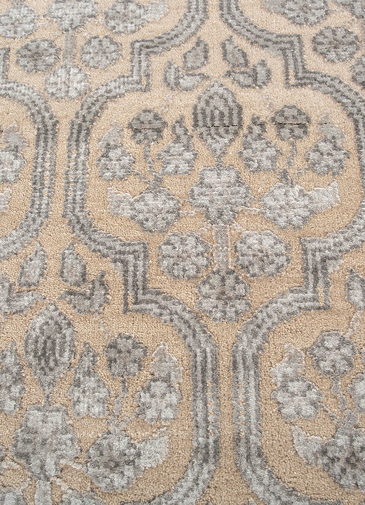 viscaya beige and brown wool and bamboo silk hand knotted Rug - CloseUp viscaya beige and brown wool and bamboo silk hand knotted Rug - CloseUp