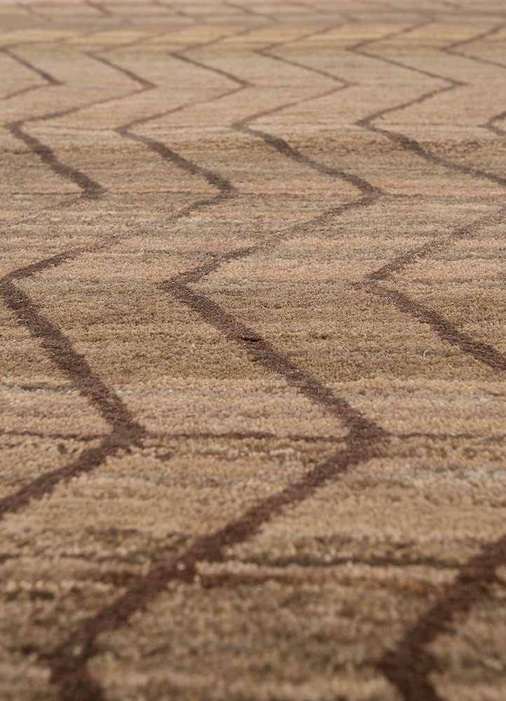 manchaha beige and brown wool and silk hand knotted Rug - CloseUp manchaha beige and brown wool and silk hand knotted Rug - CloseUp