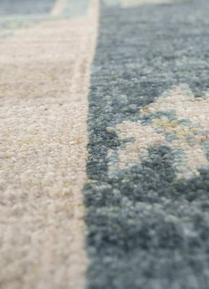 thyme blue afghan wool hand knotted Rug - CloseUp thyme blue afghan wool hand knotted Rug - CloseUp
