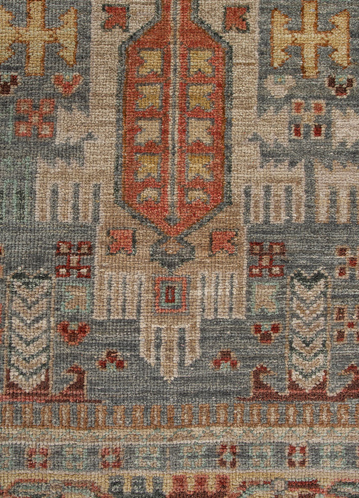 savana green wool hand knotted Rug - CloseUp savana green wool hand knotted Rug - CloseUp
