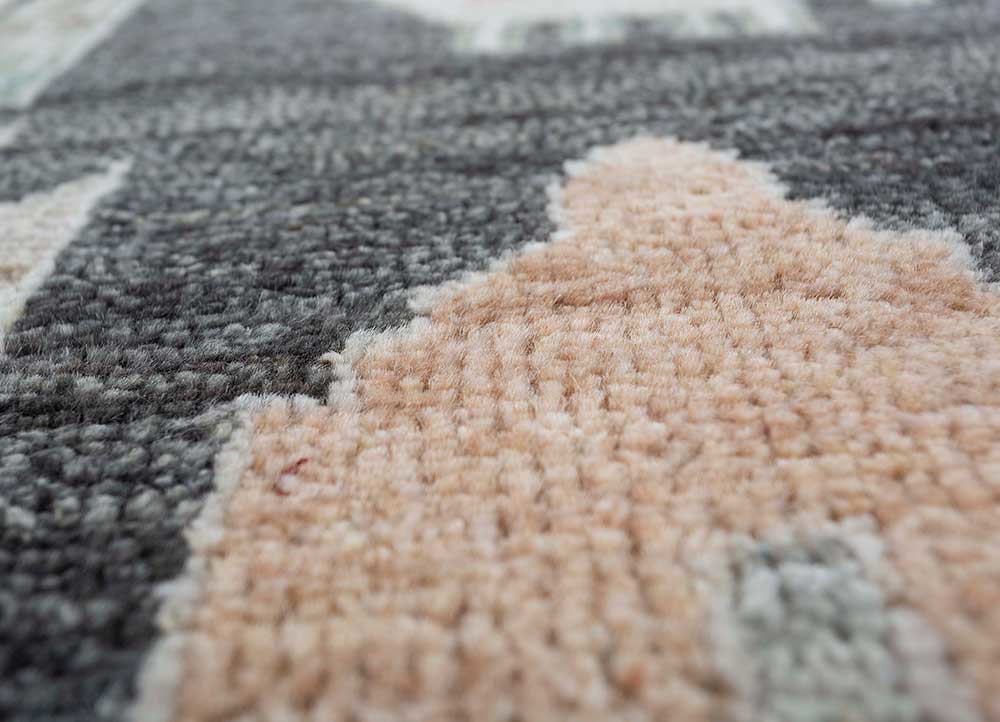 thyme ivory afghan wool hand knotted Rug - CloseUp