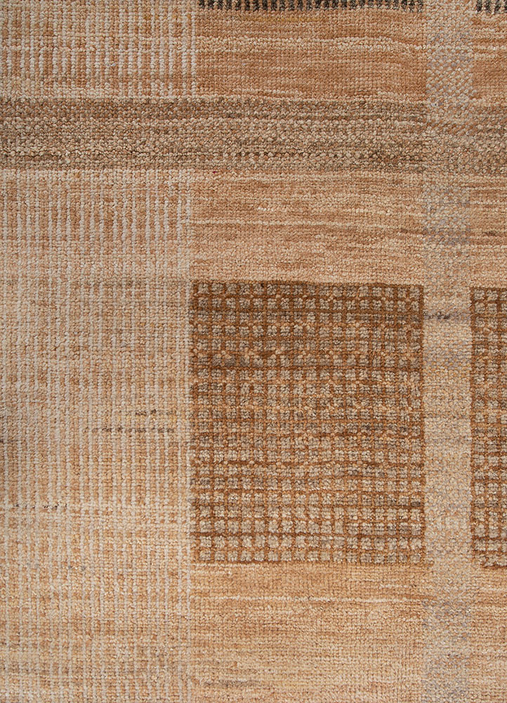 blythe beige and brown wool hand knotted Rug - CloseUp