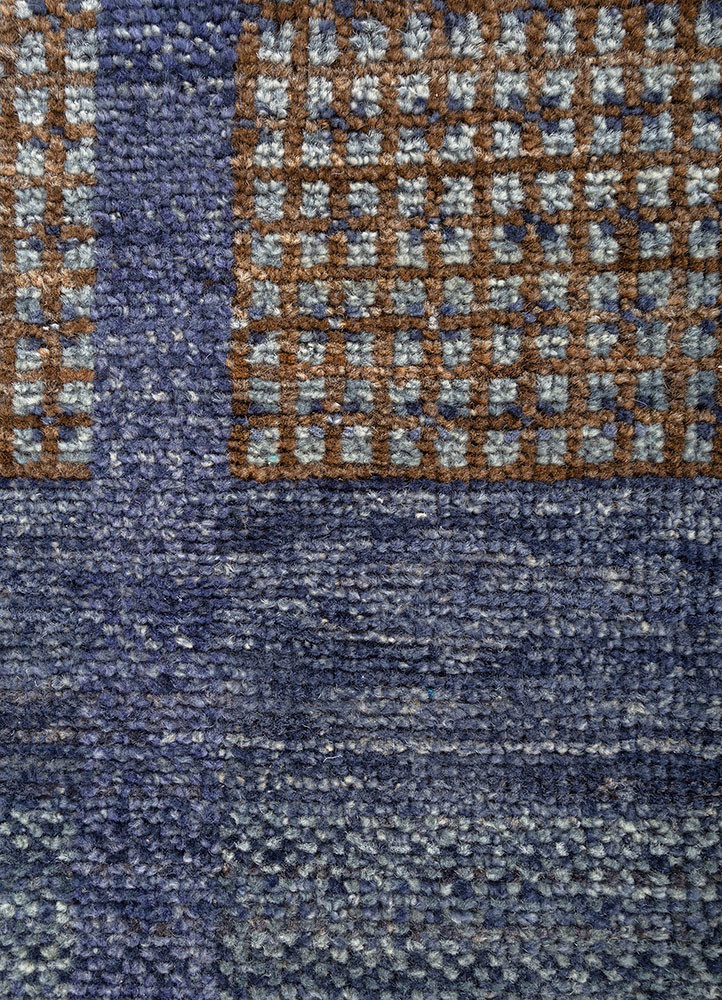 blythe blue wool hand knotted Rug - CloseUp