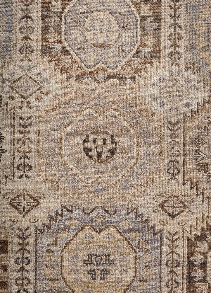 aprezo beige and brown wool hand knotted Rug - CloseUp aprezo beige and brown wool hand knotted Rug - CloseUp