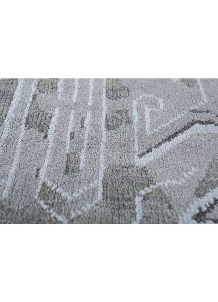 kairos grey and black wool and bamboo silk hand knotted Rug - CloseUp kairos grey and black wool and bamboo silk hand knotted Rug - CloseUp