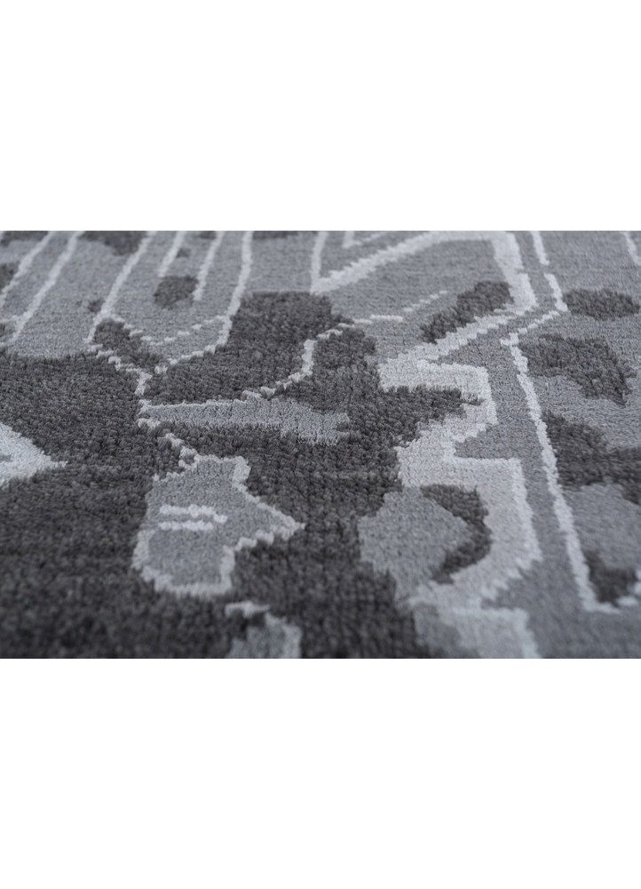 kairos grey and black wool and bamboo silk hand knotted Rug - CloseUp kairos grey and black wool and bamboo silk hand knotted Rug - CloseUp