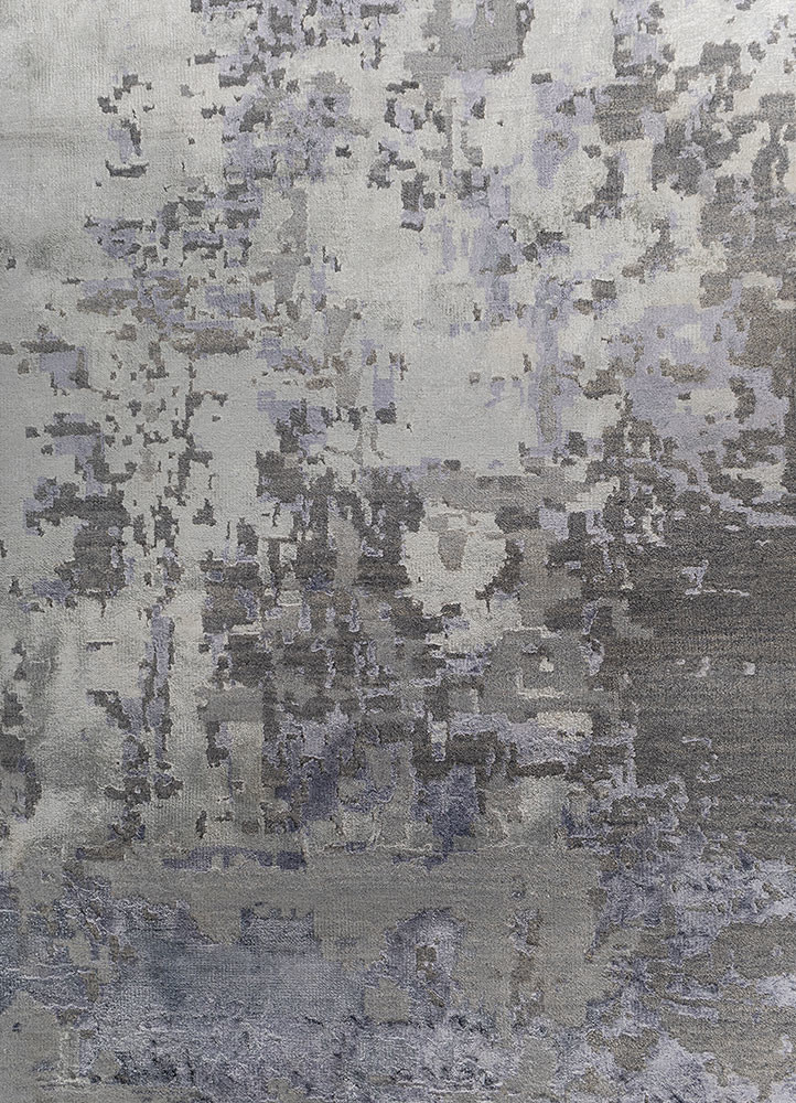 chaos theory by kavi grey and black wool and bamboo silk hand knotted Rug - CloseUp chaos theory by kavi grey and black wool and bamboo silk hand knotted Rug - CloseUp