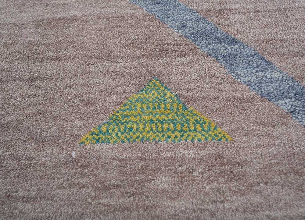 freedom manchaha beige and brown wool and silk hand knotted Rug - CloseUp