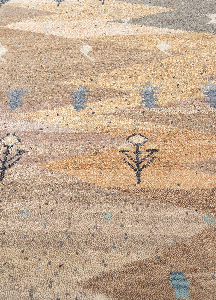 freedom manchaha beige and brown wool and silk hand knotted Rug - CloseUp freedom manchaha beige and brown wool and silk hand knotted Rug - CloseUp