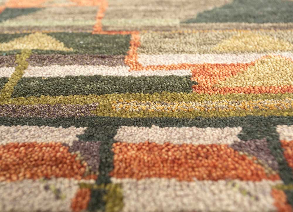 freedom manchaha green wool and silk hand knotted Rug - CloseUp