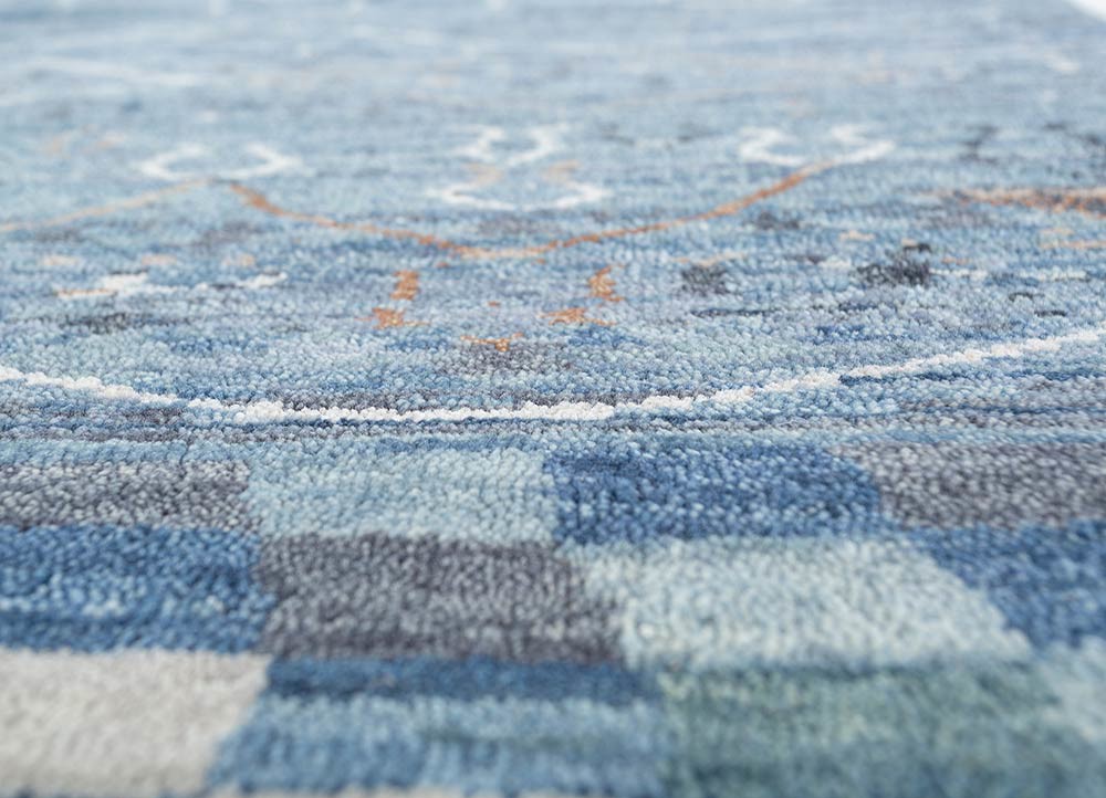 manchaha blue wool and silk hand knotted Rug - CloseUp manchaha blue wool and silk hand knotted Rug - CloseUp