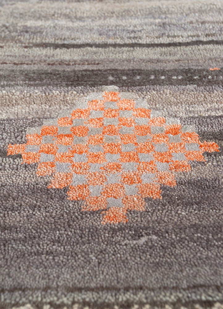 freedom manchaha grey and black wool and silk hand knotted Rug - CloseUp freedom manchaha grey and black wool and silk hand knotted Rug - CloseUp