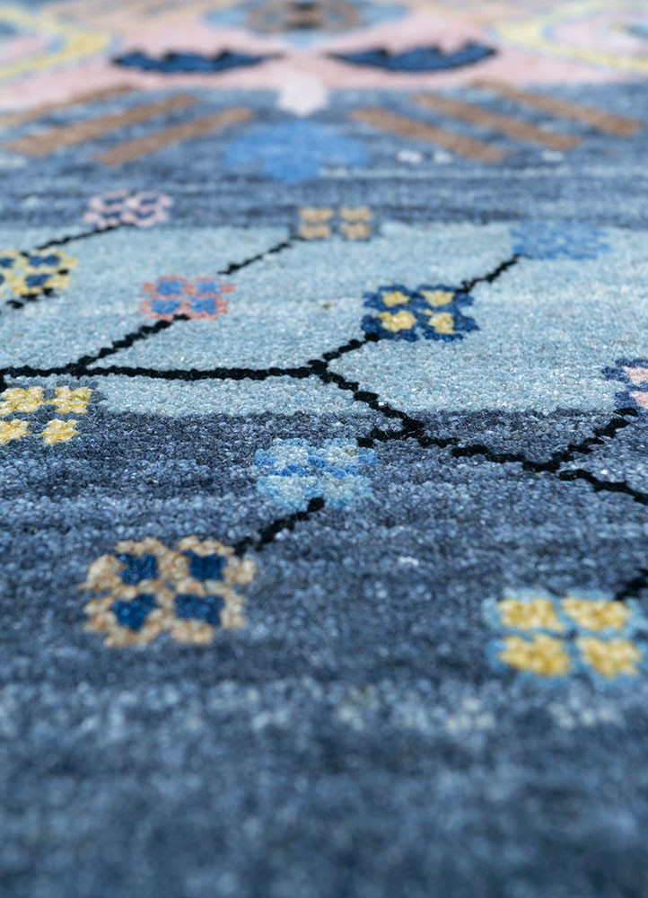 freedom manchaha pink and purple wool and silk hand knotted Rug - CloseUp freedom manchaha pink and purple wool and silk hand knotted Rug - CloseUp