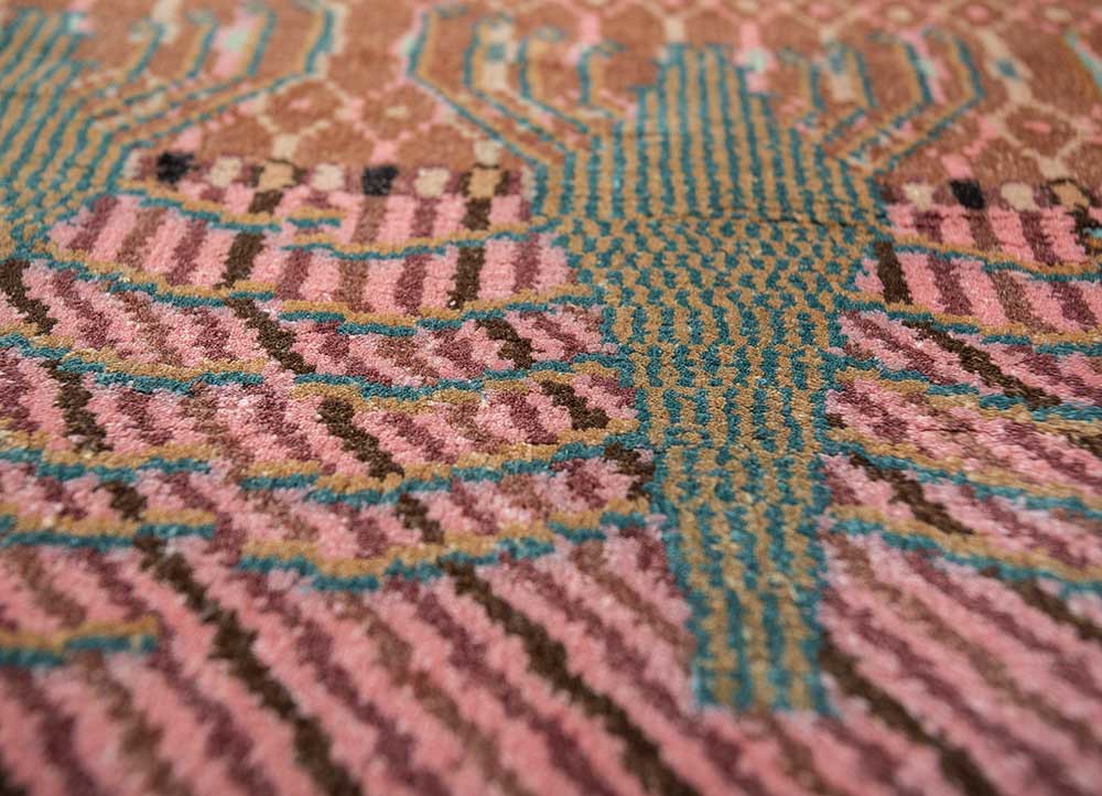 freedom manchaha red and orange wool and bamboo silk hand knotted Rug - CloseUp freedom manchaha red and orange wool and bamboo silk hand knotted Rug - CloseUp