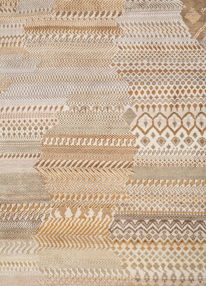 manchaha ivory silk hand knotted Rug - CloseUp manchaha ivory silk hand knotted Rug - CloseUp