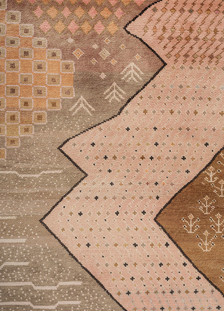 manchaha red and orange silk hand knotted Rug - CloseUp manchaha red and orange silk hand knotted Rug - CloseUp