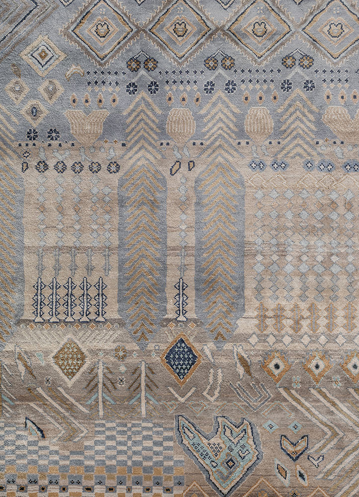 manchaha grey and black silk hand knotted Rug - CloseUp manchaha grey and black silk hand knotted Rug - CloseUp