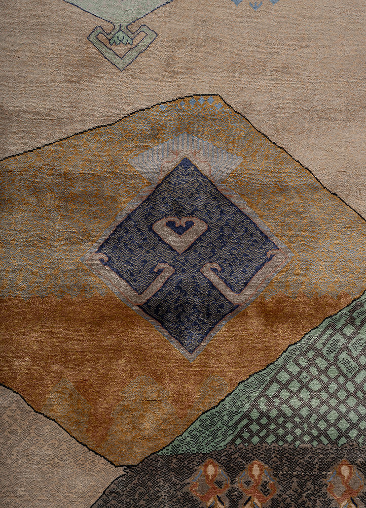 manchaha grey and black silk hand knotted Rug - CloseUp manchaha grey and black silk hand knotted Rug - CloseUp