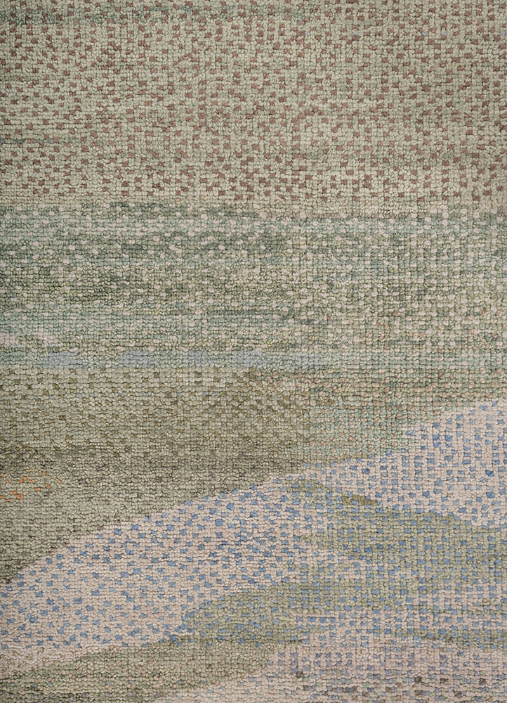 kavi x manchaha green wool hand knotted Rug - CloseUp kavi x manchaha green wool hand knotted Rug - CloseUp