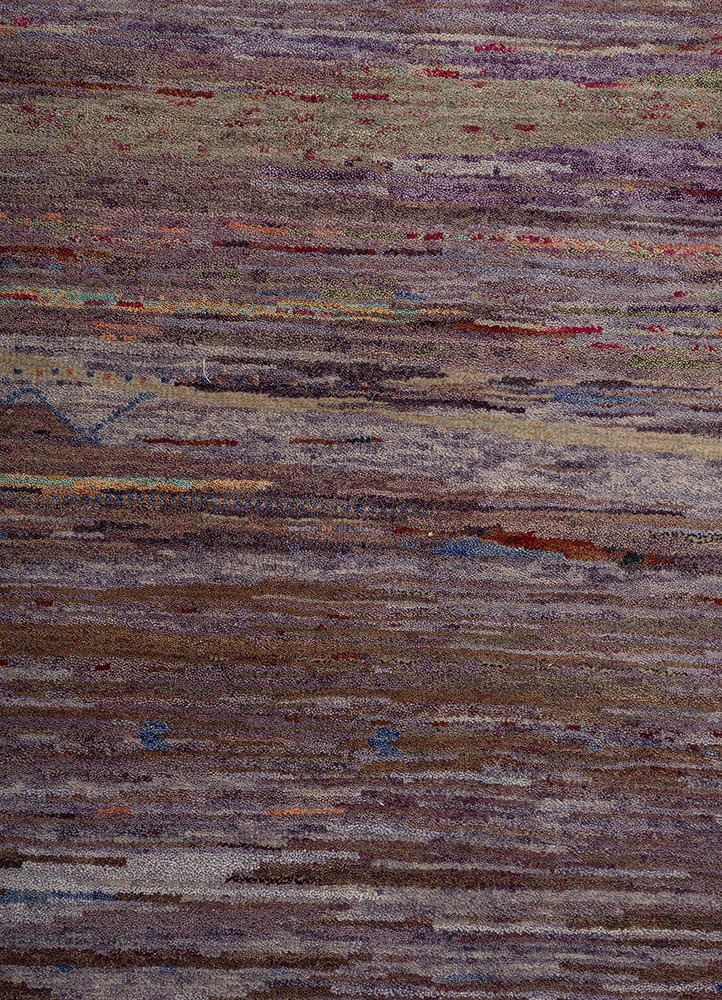 kavi x manchaha pink and purple wool hand knotted Rug - CloseUp kavi x manchaha pink and purple wool hand knotted Rug - CloseUp