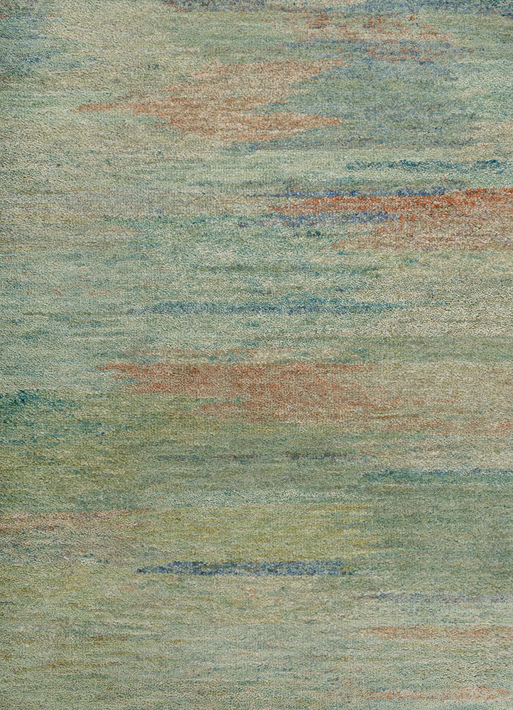 kavi x manchaha blue wool hand knotted Rug - CloseUp kavi x manchaha blue wool hand knotted Rug - CloseUp