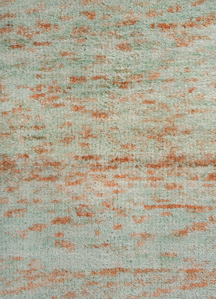 kavi x manchaha red and orange wool hand knotted Rug - CloseUp