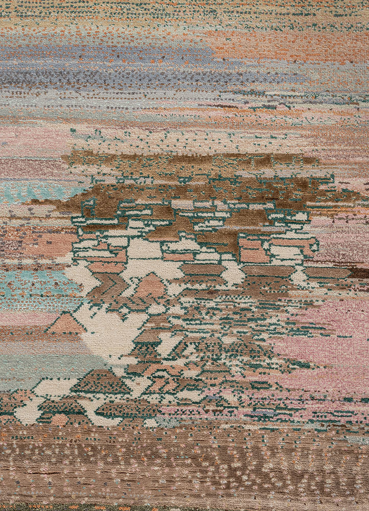 kavi x manchaha blue wool and bamboo silk hand knotted Rug - CloseUp kavi x manchaha blue wool and bamboo silk hand knotted Rug - CloseUp