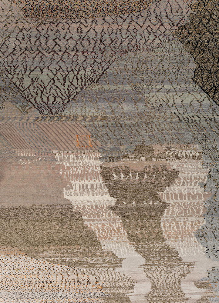 kavi x manchaha ivory wool and bamboo silk hand knotted Rug - CloseUp kavi x manchaha ivory wool and bamboo silk hand knotted Rug - CloseUp