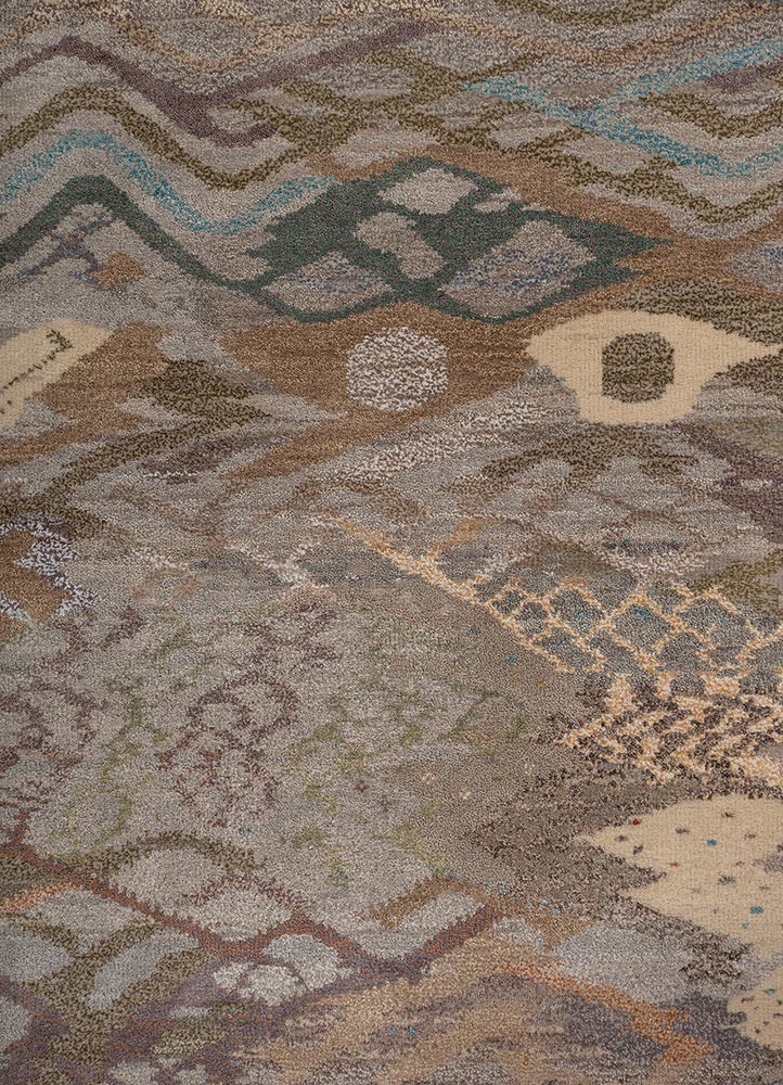 kavi x manchaha grey and black wool and bamboo silk hand knotted Rug - CloseUp kavi x manchaha grey and black wool and bamboo silk hand knotted Rug - CloseUp
