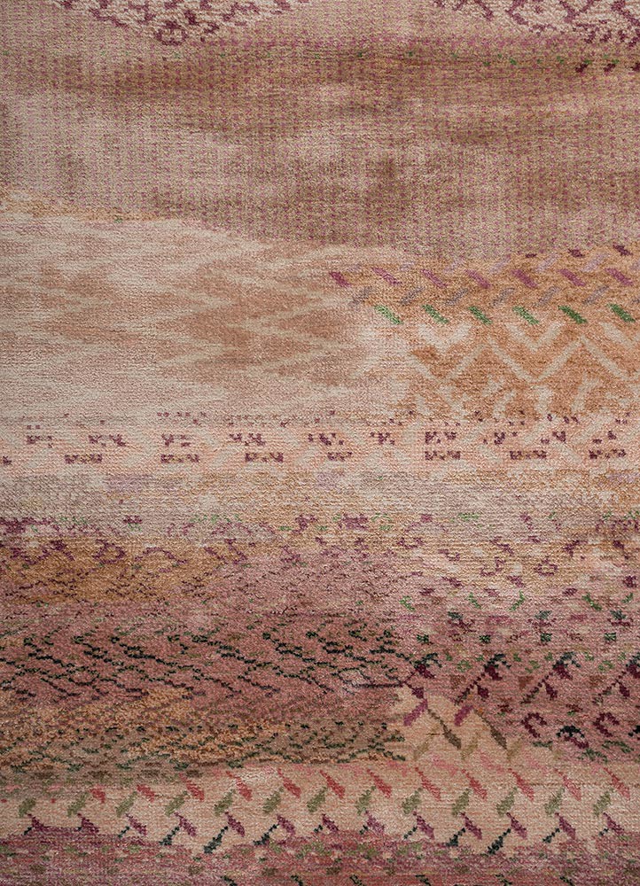 kavi x manchaha red and orange bamboo silk hand knotted Rug - CloseUp kavi x manchaha red and orange bamboo silk hand knotted Rug - CloseUp