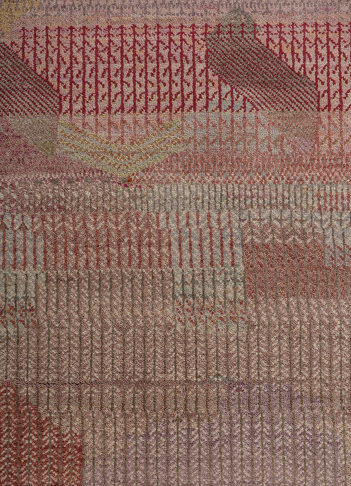 kavi x manchaha pink and purple wool hand knotted Rug - CloseUp kavi x manchaha pink and purple wool hand knotted Rug - CloseUp