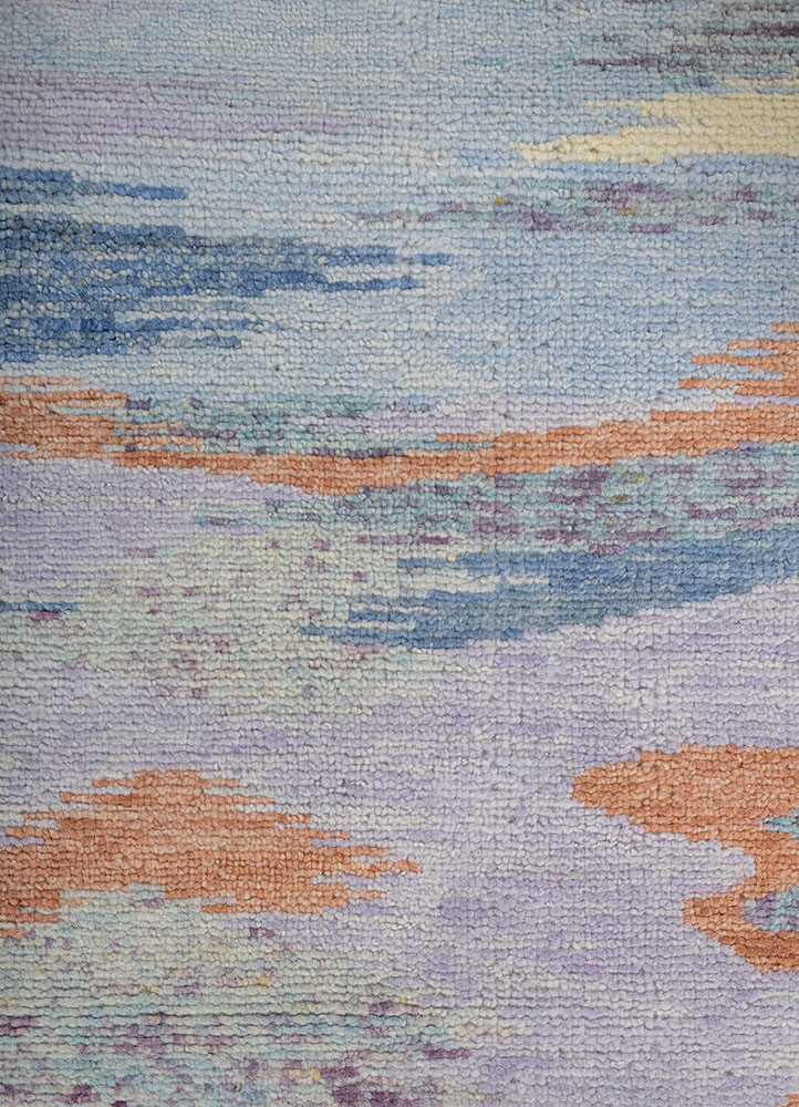 kavi x freedom manchaha pink and purple wool hand knotted Rug - CloseUp kavi x freedom manchaha pink and purple wool hand knotted Rug - CloseUp