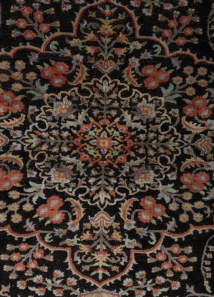 aprezo grey and black wool and silk hand knotted Rug - CloseUp aprezo grey and black wool and silk hand knotted Rug - CloseUp