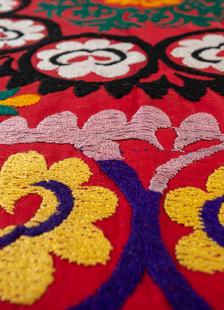 jean red and orange cotton hand loom Home Textile - CloseUp