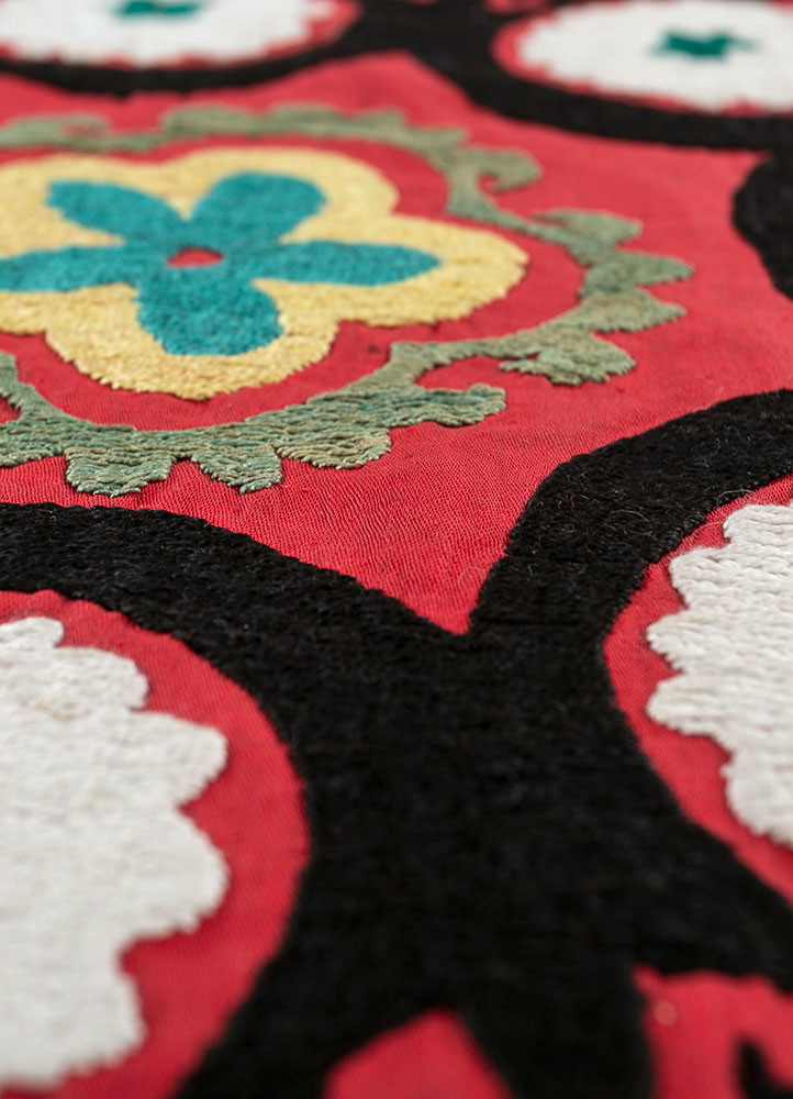 jean red and orange cotton hand loom Home Textile - CloseUp