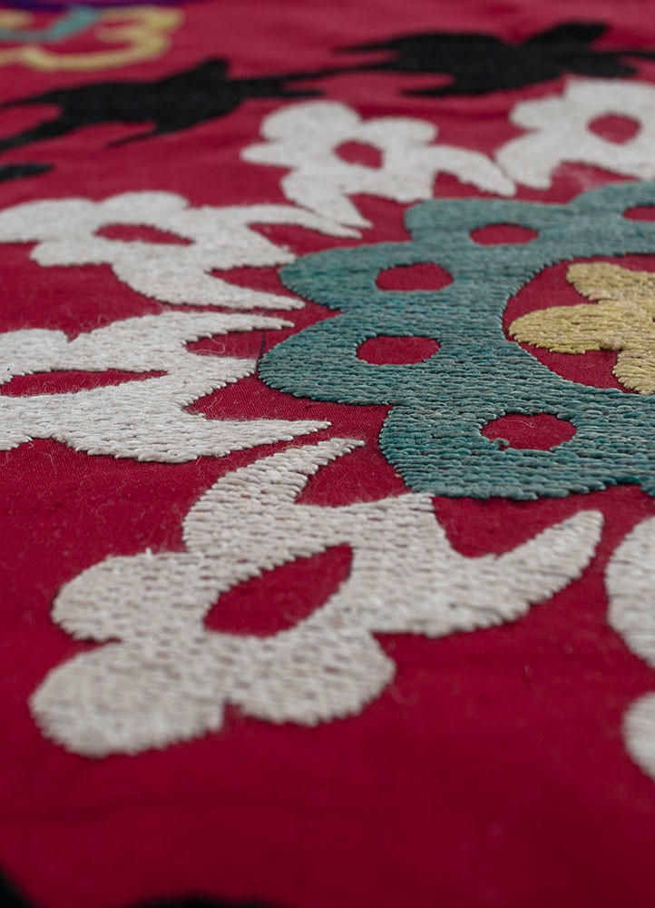 jean red and orange cotton hand loom Home Textile - CloseUp