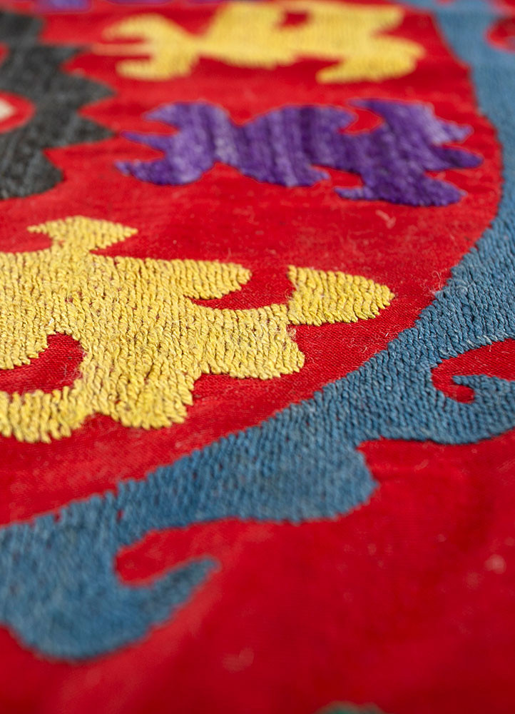 jean red and orange cotton hand loom Home Textile - CloseUp