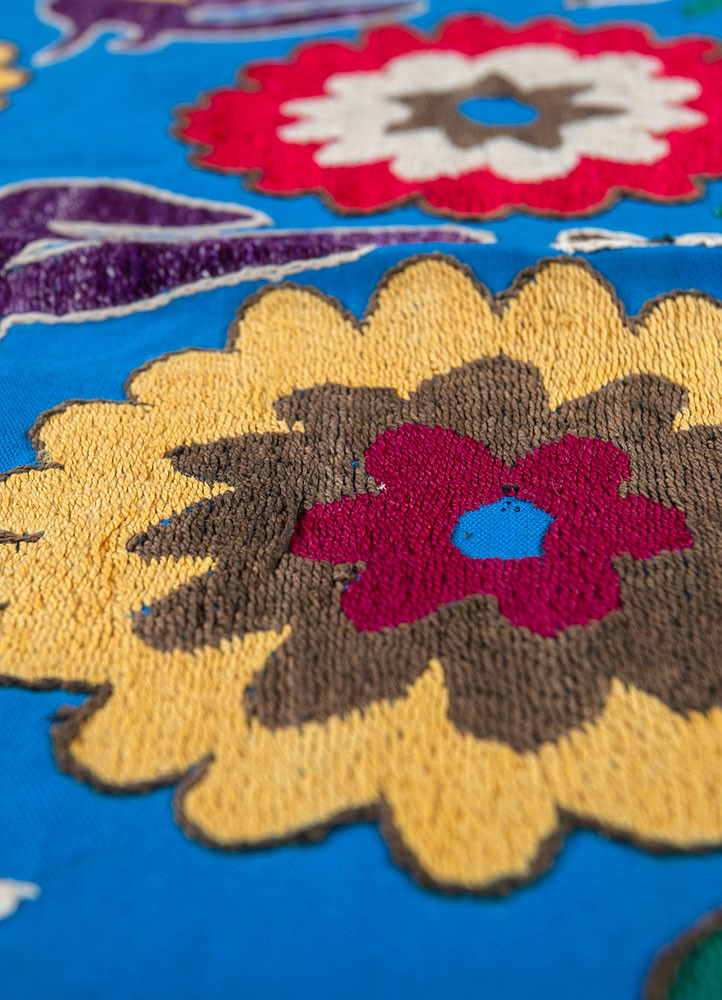 jean blue cotton hand loom Home Textile - CloseUp