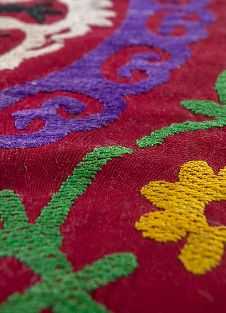 jean red and orange cotton hand loom Home Textile - CloseUp