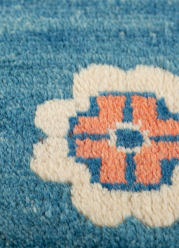 nuray blue wool hand knotted Rug - CloseUp nuray blue wool hand knotted Rug - CloseUp